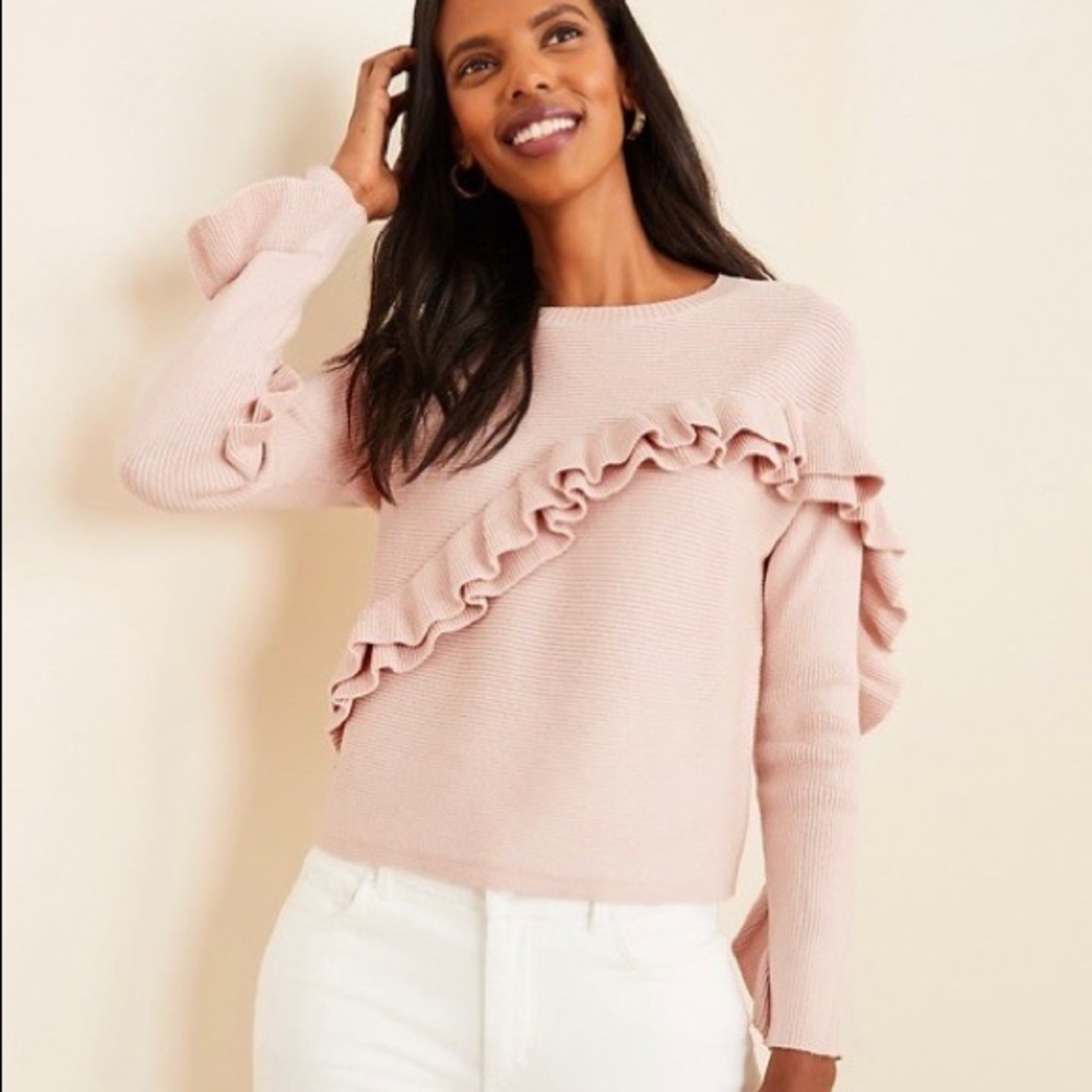 Ribbed ruffle sweater
